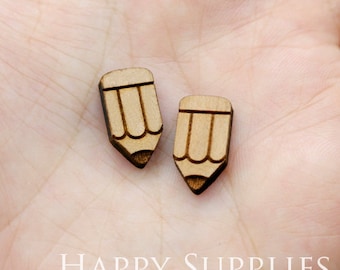 Pencil Charms, Stud Earrings, Christmas Earrings Findings, Wood Pendant, Earring Stud Charm,Wooden Findings, Jewellery Supplies(SWC192)