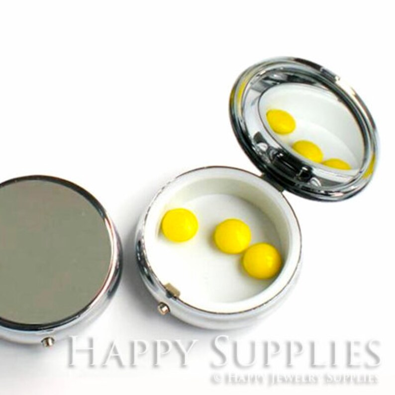 1Pcs 50mm Round Blank Brass Pill Case / Jewelry Box with Glass Etsy