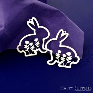 Stainless Steel Rabbit Charm, Rabbit Pendant, Rabbit Earring Charm, Earrings Findings Necklaces, Animal Charms, Jewelry Supplies (SSD2629)