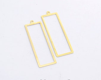 6Pcs Rectangle Pendant Charms Connector with 1 Hole / Jewelry Making - Necklace Jewelry Findings - 46x15mm (NZG177)