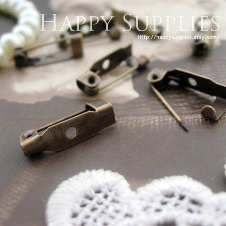 25pcs 15mm Antique Bronze Safety Pin Back Base 21706 Etsy