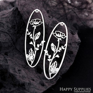 Flower Stainless Steel Charms,  Flower Charms, Flower Stainless Steel Jewelry Supplies, DIY Necklace, Earrings (SSD2071)