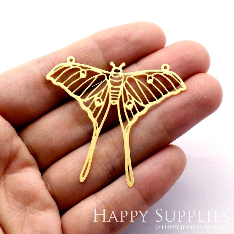 Raw Brass Charm,Moth Pendant,Brass Findings,Necklace Pendant,Earrings Charm,Jewelry Supply,Butterfly Brass CharmRD0003 RD653