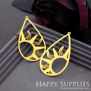 Raw Brass Charms, Drop Pendants, Brass Findings, Necklace Pendants,  Earrings Charms, Jewelry Supplies, Moon Brass Charms (RD739)