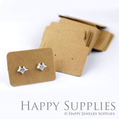 Earring Cards - 300-Pack Earring Card Holder, Pineapple Shaped Kraft Paper  Jewelry Display Cards for Earrings, Ear Studs, Brown, 1.75 x 2.5 Inches