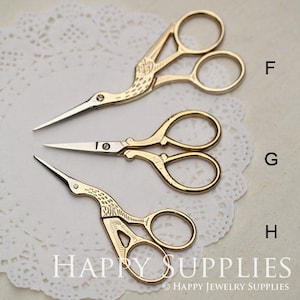 1pcs High Quality Vintage Style Stainless Steel Gold Plated Crane Scissors  (02)