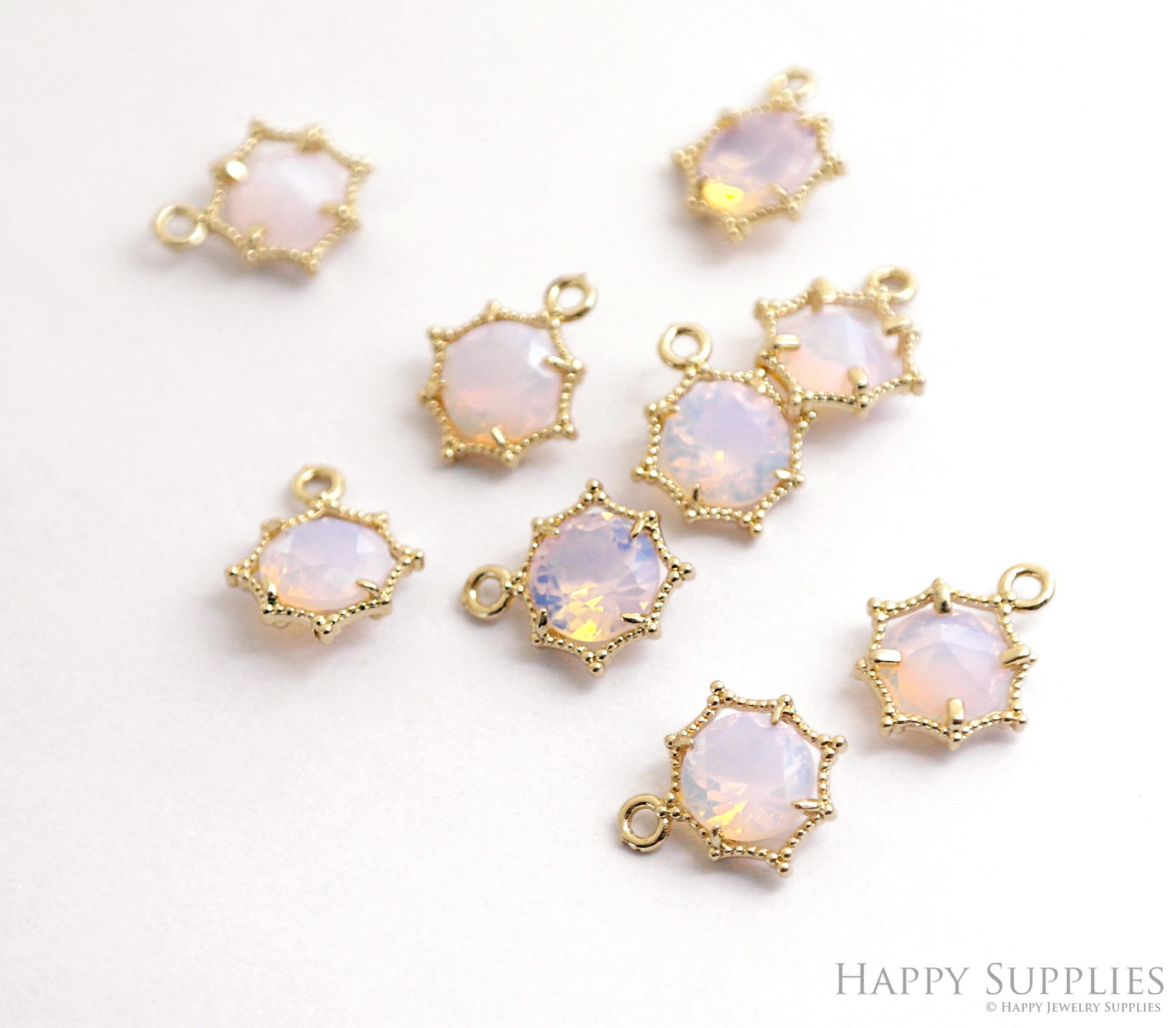 50pcs Sun Geometric Shape Crystal Connector Charm, Glass Bracelet Earring Charms, Crystal Birthstone Charms Earring Necklace (TR-228)