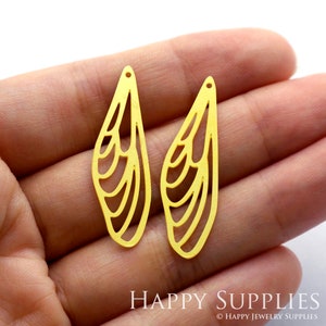 4pcs Raw Brass Dragonfly Wing Charms,  Wing Pendants Findings, DIY Wing Necklace, Brooch, Animal Wing Earrings (RD201)