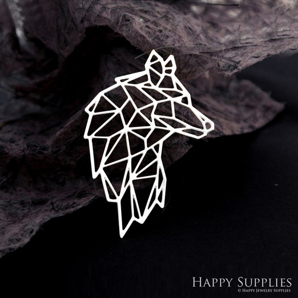 Wolf Stainless Steel Charms, Wolf Charms, Wolf Stainless Steel Jewelry Supplies, DIY Necklace, Wolf Earrings (SSD2113)