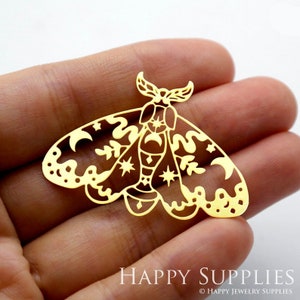 Raw Brass Charm,Moth Pendant,Brass Findings,Necklace Pendant,Earrings Charm,Jewelry Supply,Butterfly Brass CharmRD0003 RD1520