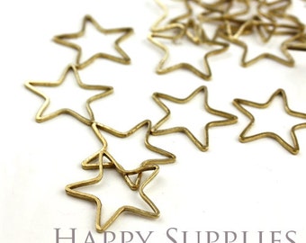 20pcs - 21X21mm Raw Brass Star Charms / Pendant Connector - Jewelry Making - Necklace Jewelry Findings (ZG147)