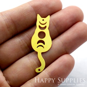 4pcs Brass Charms Cat Charms , Brass Findings , Raw Brass Pendants , Earrings Charms, Brass Connectors , Jewelry Supplies (RD1307)