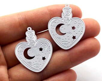 Hand Etched Stainless Steel Charms, Corroded Geometry Charms,  Love Stainless Steel Jewelry Supplies, DIY Necklace, Earrings (SSB207)