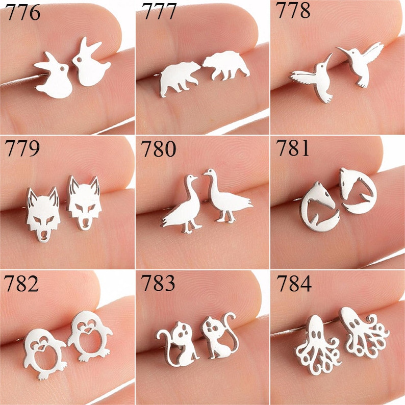 Minimalist Stainless Steel Earrings / Stud Earrings / Gold Earrings/ black Earrings / earrings studs/ stud earrings for women ZE585 image 2