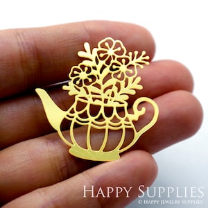 Raw Brass Charms, Lotus Pendants, Brass Findings, Necklace Pendants,  Earrings Charms, Jewelry Supplies (RD1512)
