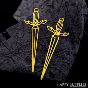 Raw Brass Sword Charms  Pendants,  DIY Geometric Sword Necklace, Sword Brooch, Sword Earrings (RD2026)