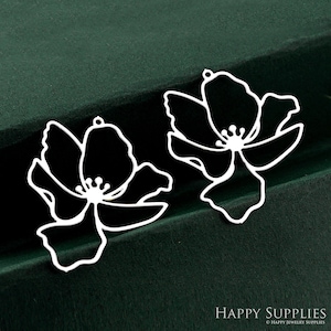 Flower Stainless Steel Charms,  Flower Steel Charms,  Geometry Stainless Steel Jewelry Supplies, DIY Necklace, Earrings (SSD2324)