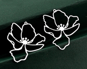 Dijes de acero inoxidable con forma de flor, dijes de acero con forma de flor, suministros de joyería de acero inoxidable con forma geométrica, collares y pendientes DIY (SSD2324)