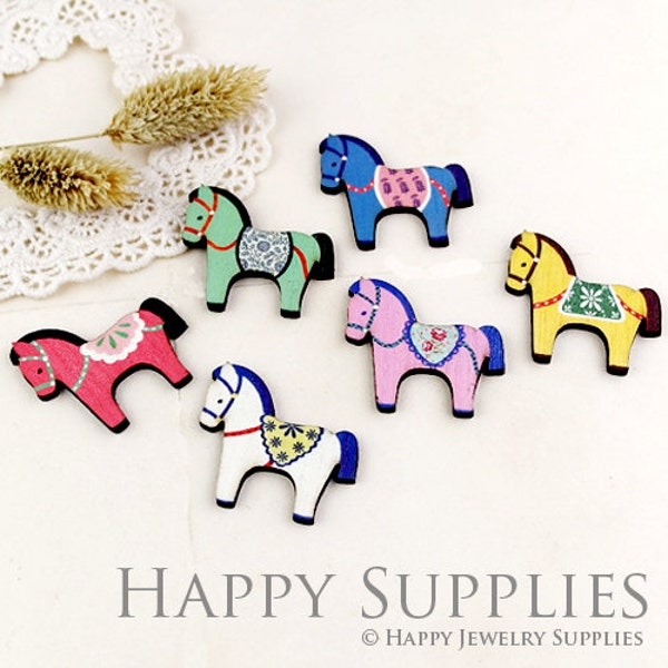 6pcs Handmade Wooden hobbyhorse Charms / Pendants (CW011)