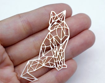 Pingente de raposa em aço inoxidável, pingente de raposa, colar de raposa, pingente de brinco de raposa, pingentes de animais, acessórios para bijuteria (SSD2520)