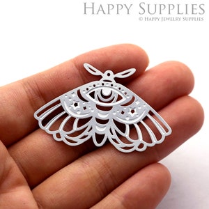 Hand Etched Stainless Steel Charms, Corroded Geometry Charms, Moth Stainless Steel Jewelry Supplies, DIY Necklace, Earrings (SSB193)