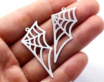 Cobweb Stainless Steel Charms, Cobweb Pendants, Stainless Steel Findings, Necklace Pendants, Earrings Charms,  Steel Charms (SSD820)