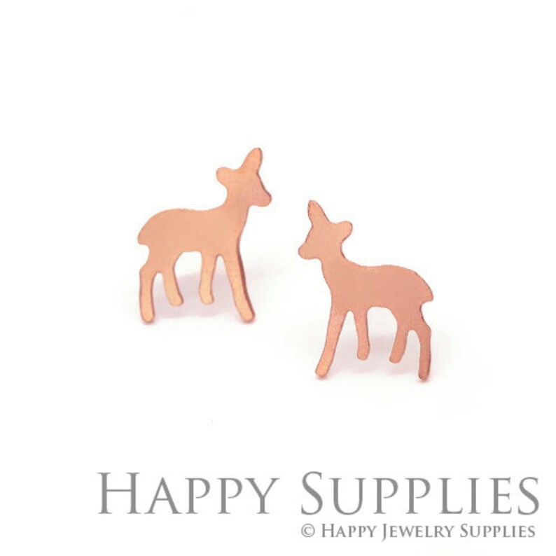 Nickel Free Cute Deer Earringsgolden/silver/rose Gold Deer Etsy