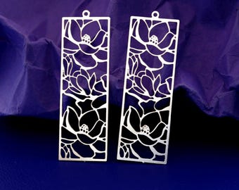 Stainless Steel Charms, Flower Plant Charms, Leaf Earrings Charms, Jewelry Supplies, Flower Pendants, Earrings, Earrings Findings(SSD2846)