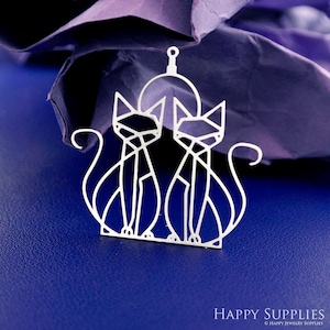 Stainless Steel Cat Charm, Cat Pendant, Cat Earring Charm, Earrings Findings Necklaces, Earrings Findings, DIY Jewelry Supplies (SSD2815)