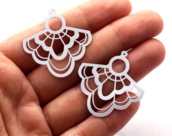 Fanshaped Stainless Steel Charms, Fanshaped Pendants,Stainless Steel Findings,Necklace Pendants, Earrings Charms, Jewelry Supplies (SSD839)