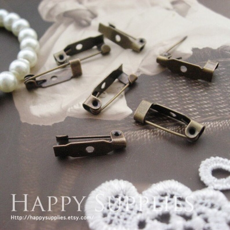 25pcs 15mm Antique Bronze Safety Pin Back Base 21706 Etsy