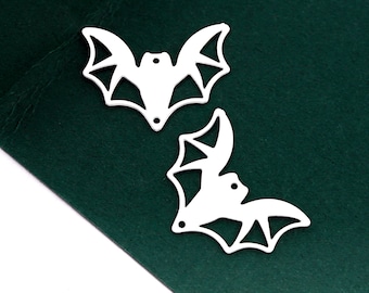 4pcs Stainless Steel Charms, Bat Pendants,  Halloween Findings, Necklace, Earrings,  Bat Steel Charms (SSD2388)