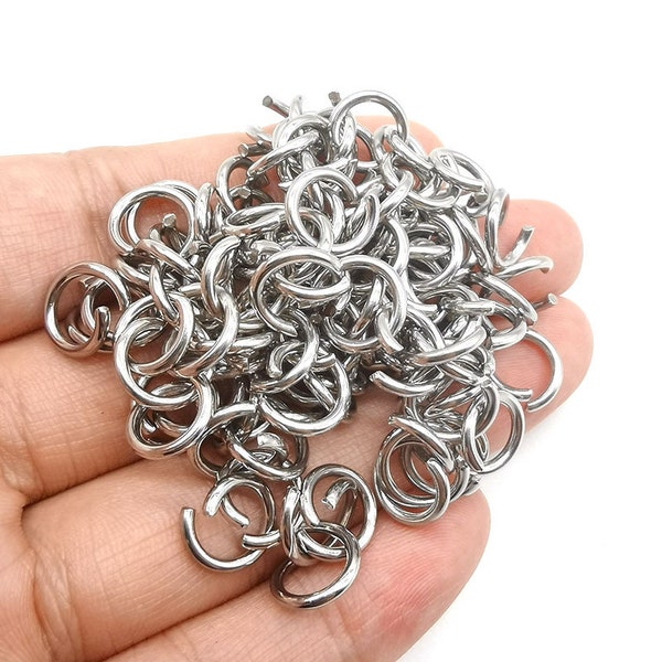 Stainless Steel Jump Rings, 200 Pieces, Choose Ring Size, 3mm, 4mm, 5mm, 6mm, 7mm, 8mm, Open Jump Rings (BXG002)