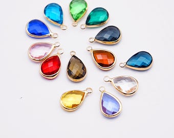 50pcs Drop Geometric Shape Zircon Connector Charm, Glass Bracelet Earring Charms, Crystal Gemstone Earring Pendant Charm Wholesale (TR-148)
