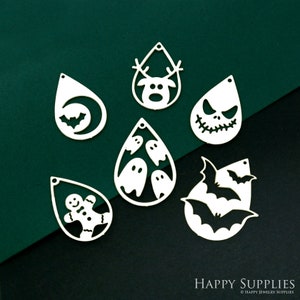 Stainless Steel Charms, Bat Pendants, Steel Findings, Necklace Pendants, Ghost Earrings, Jewelry Supplies, Halloween Charms (SSD2402)