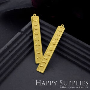 Brass Charms Moon Etched Charms, Brass Findings, Bar Raw Brass Pendants, Earrings Charms, Brass Connectors, Making Jewelry Supplies (RD925)