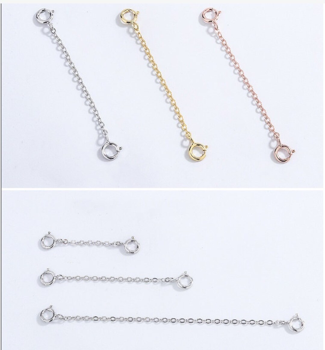 Safety Chain / Extender Spring Ring 925 Sterling Silver, Gold Extender