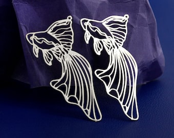 Breloque en acier inoxydable, breloques poisson, pendentifs poisson, résultats de boucles d'oreilles, pendentifs de collier, articles de bijouterie DIY, breloques animaux (SSD2576)