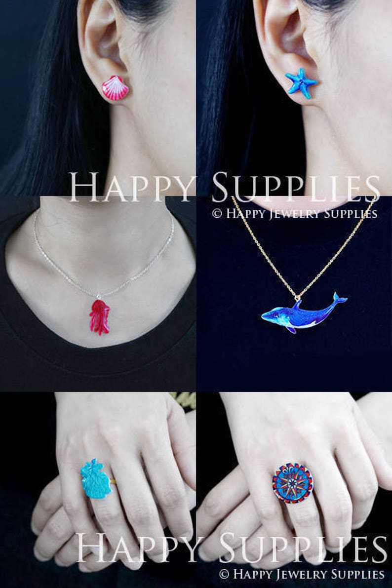 AR089 Laser Cut Mini Acrylic Resin Balloon Laser Cut Jewelry Pendant Charm 2 Pairs Ring 4pcs Fit For Earring