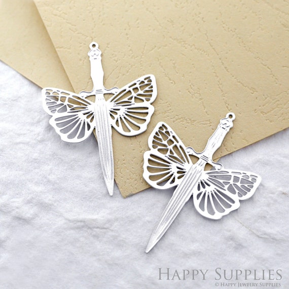 Etched Sword Stainless Steel Charms,Corroded Moth Brass Charms,Jewelry Supplies,DIY Necklace,Sword Earrings,Earrings Findaings (SSB563)