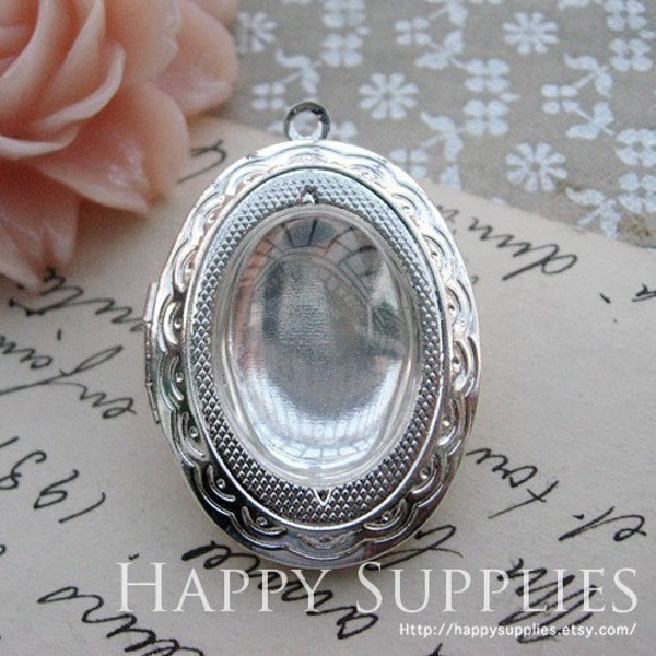 10pcs Oval Victorian  Silver Pated Brass Locket Pendants /Charms  (ZL007)