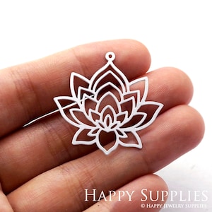 4pcs Stainless Steel Charms, Geometric Flowers Pendants, Steel Findings, Necklace, Earrings,  Geometric Steel Charms (SSD940)
