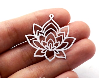 4pcs Stainless Steel Charms, Geometric Flowers Pendants, Steel Findings, Necklace, Earrings,  Geometric Steel Charms (SSD940)