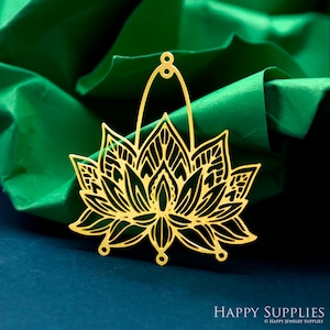 Raw Brass Lotus Charms, Lotus Pendants, Brass Findings, Necklace Pendants, Earrings Charms, Jewelry Supplies, Lotus Brass Charms (RD2503)