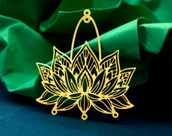 Rohe Messing Lotus Charms, Lotus Anhänger, Messing Zubehör, Halskette Anhänger, Ohrringe Charms, Schmuck Zubehör, Lotus Messing Charms (RD2503)