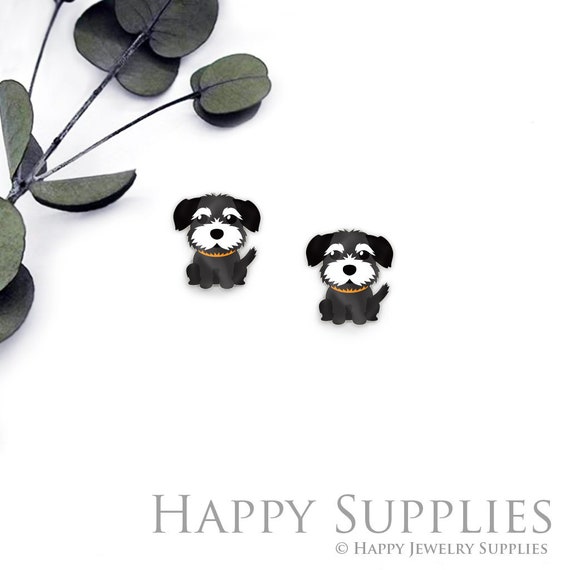 4pcs 2 Pairs Laser Cut Mini Acrylic Resin Dog Laser Cut Jewelry