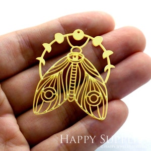 Raw Brass Charm,Moth Pendant,Brass Findings,Necklace Pendant,Earrings Charm,Jewelry Supply,Butterfly Brass CharmRD0003 image 8