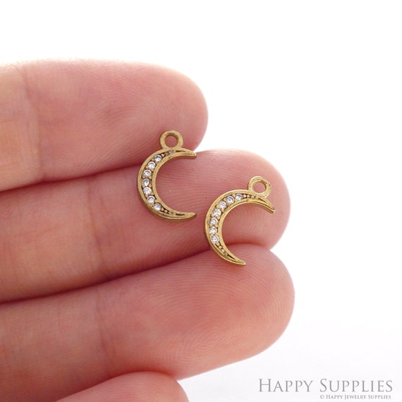Brass Christmas Earring Charms - Raw Brass Love Eye Sun Moon