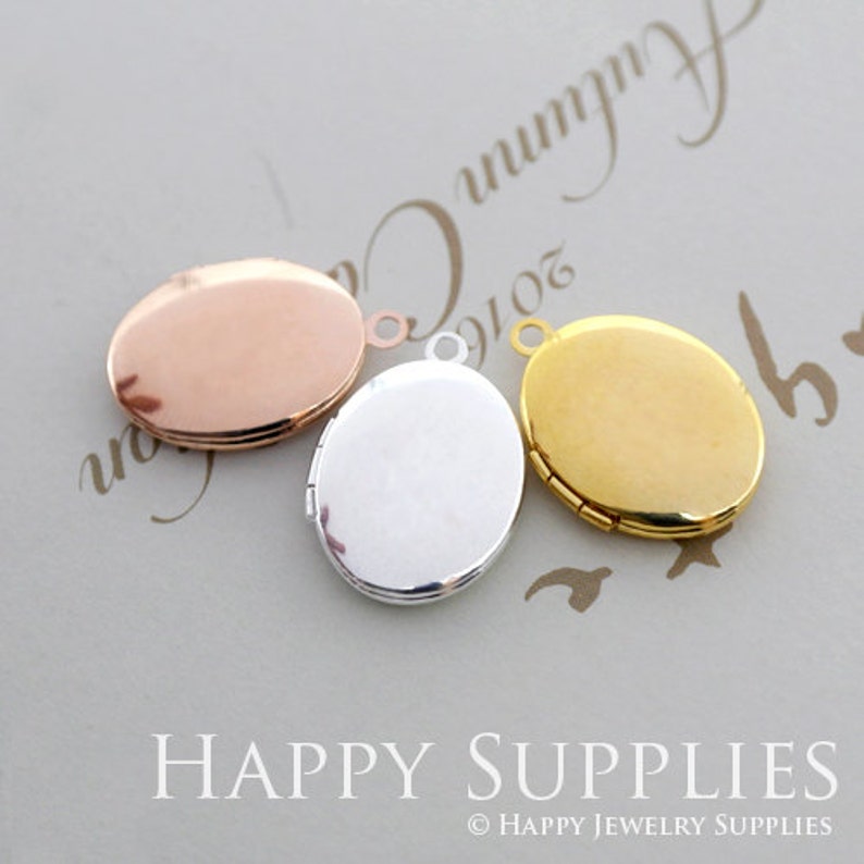 2pcs 23x29mm 17x21mm Oval Blank Golden Silver Rose Golde Plated Brass Locket Pendants Charms ZL10 Without Chain