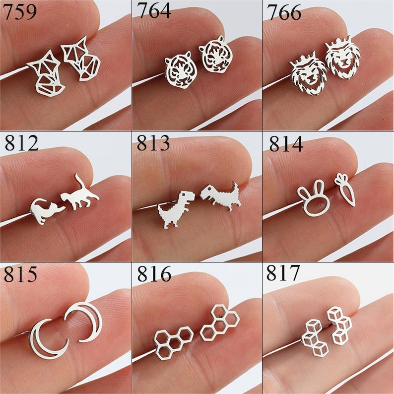 Minimalist Stainless Steel Earrings / Stud Earrings / Gold Earrings/ black Earrings / earrings studs/ stud earrings for women ZE585 image 6